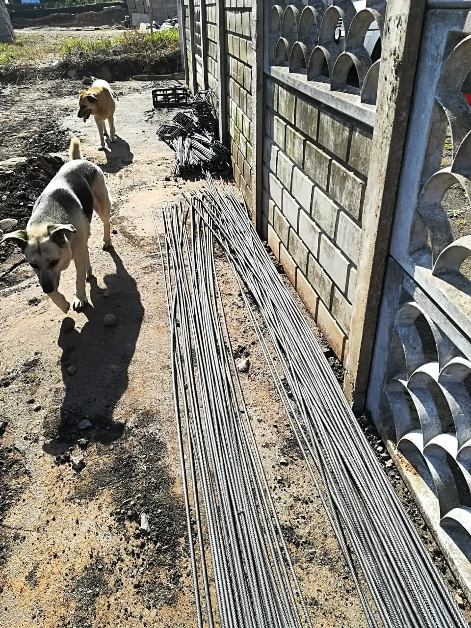 Project site — rebar and construction materials at site yard