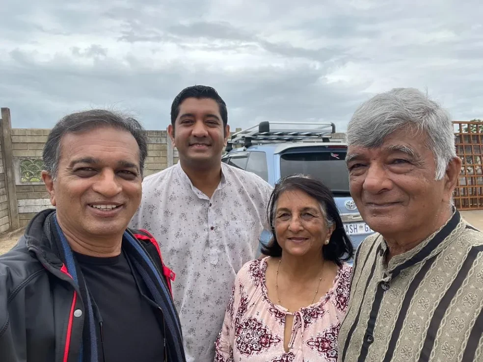 Project site — four people visiting the construction site